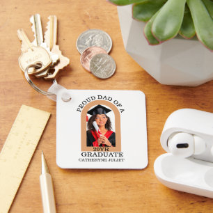 Custom Modern Arch Photo proud dad graduation Key Ring