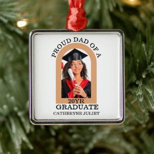 Custom Modern Arch Photo proud dad graduation Metal Tree Decoration