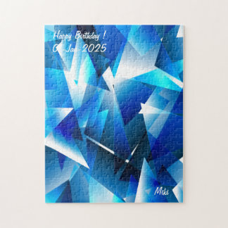 Custom Modern Artistic Colourful Abstract Blue Jigsaw Puzzle