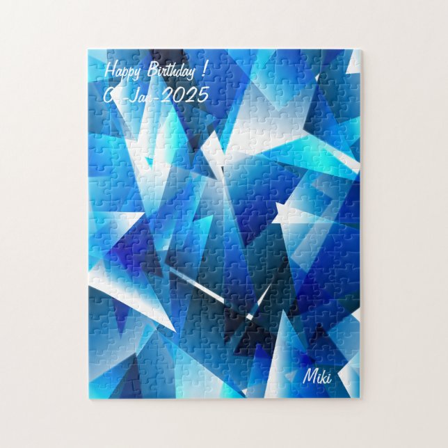 Custom Modern Artistic Colourful Abstract Blue Jigsaw Puzzle (Vertical)