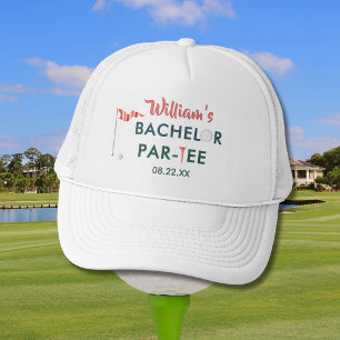 Custom Modern Bachelor Par-tee Golfer Name Date  Trucker Hat