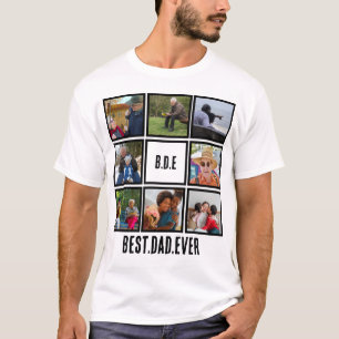 Custom Modern BDE Best Dad Ever 8 Photo Collage T-Shirt