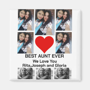 Custom Modern Best Aunt Ever 8 Photo Collage Magnet