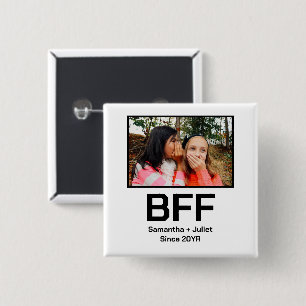 Custom modern best friend forever bff photo 15 cm square badge