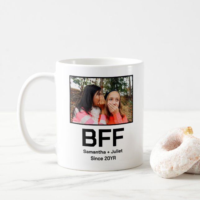 Custom modern best friend forever bff photo coffee mug (With Donut)
