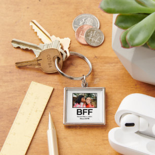 Custom modern best friend forever bff photo key ring