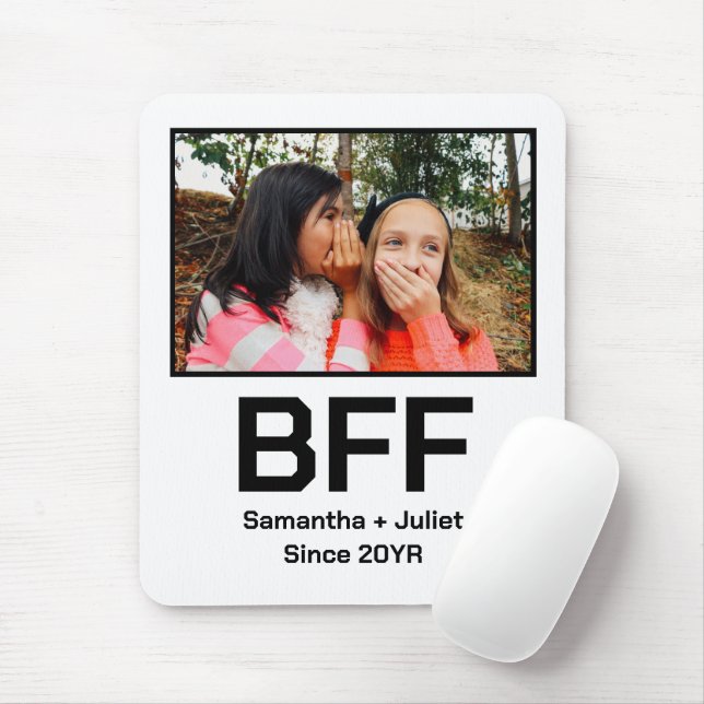 Custom modern best friend forever bff photo mouse mat (With Mouse)