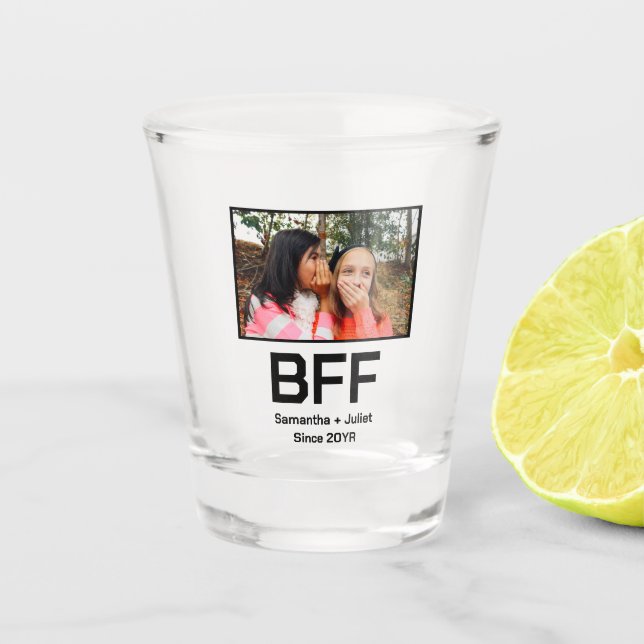 Custom modern best friend forever bff photo shot glass (Front)