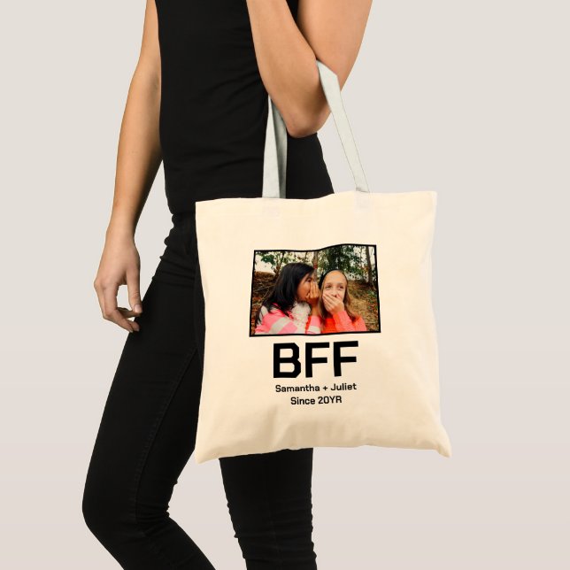 Custom modern best friend forever bff photo tote bag (Front (Product))