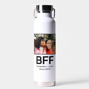Custom modern best friend forever bff photo water bottle