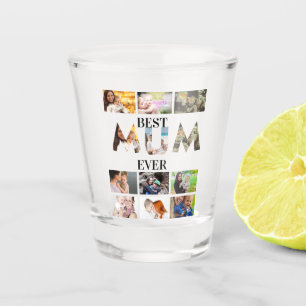 Custom Modern Best Mum Ever 12 Photo Collage  Shot Glass