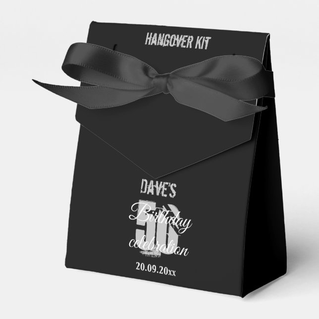 Custom Modern Black 50th Any Age Birthday Party  Favour Box (Front Side)