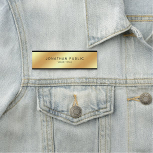 Custom Modern Black And Gold Template Elegant Name Tag