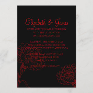 Custom Modern Black and Red Wedding Invitations