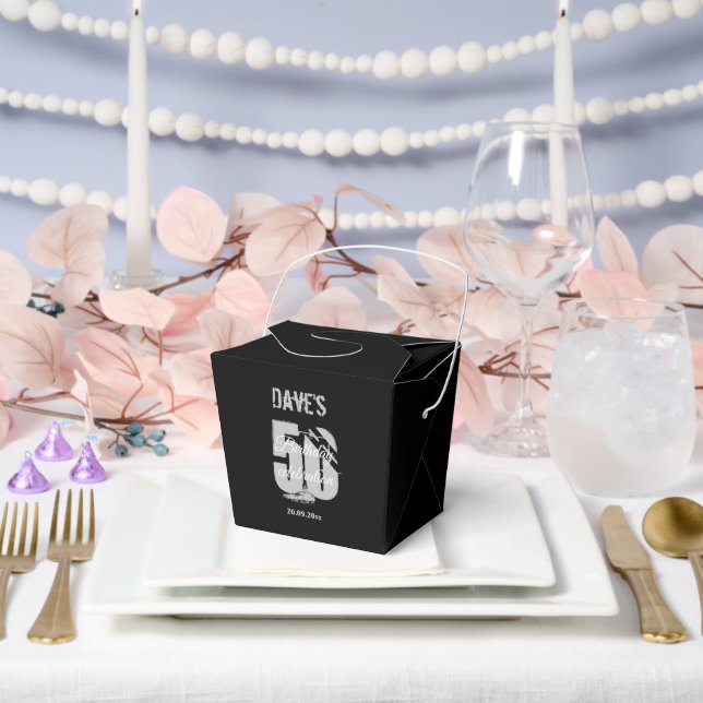 Custom Modern Black Any Age 50th Birthday Party  Favour Box (Wedding)
