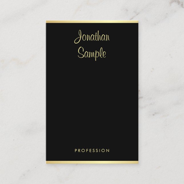 Custom Modern Black Gold Cool Handwritten Name Business Card (Front)