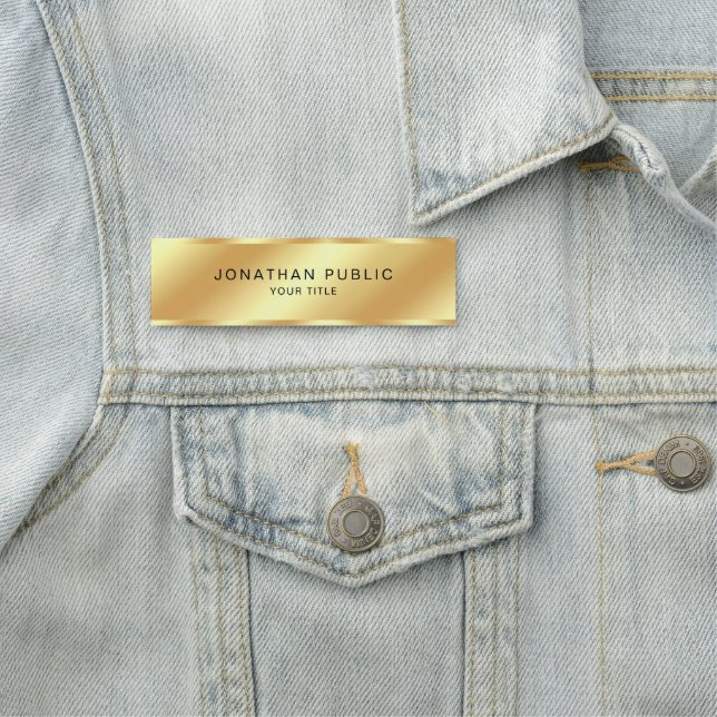 Custom Modern Black & Gold Template Stylish Name Tag (In Situ)