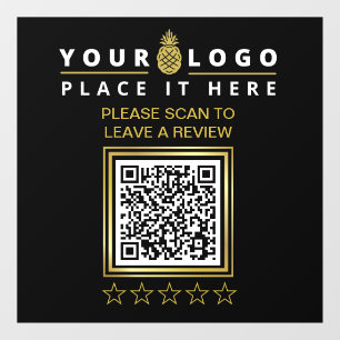 Custom Modern Black QR Code Business Logo Review Window Cling