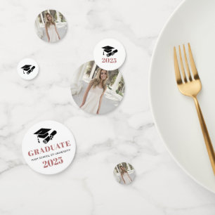 Custom Modern Black Rose Gold Graduation Photo Confetti