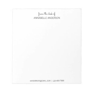 Custom Modern Black Script From The Desk of Name Notepad