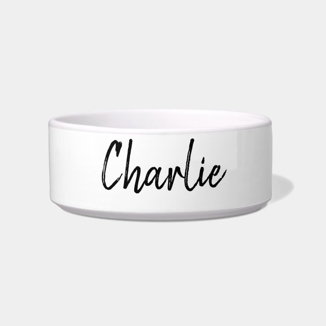 Custom Modern Black & White Dog Bowl Chic Pet Cat (Front)