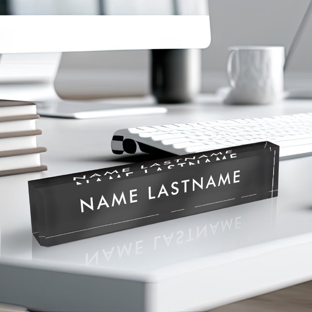 Custom Modern Black White Simple Basic Minimalist Nameplate (Creator Uploaded)