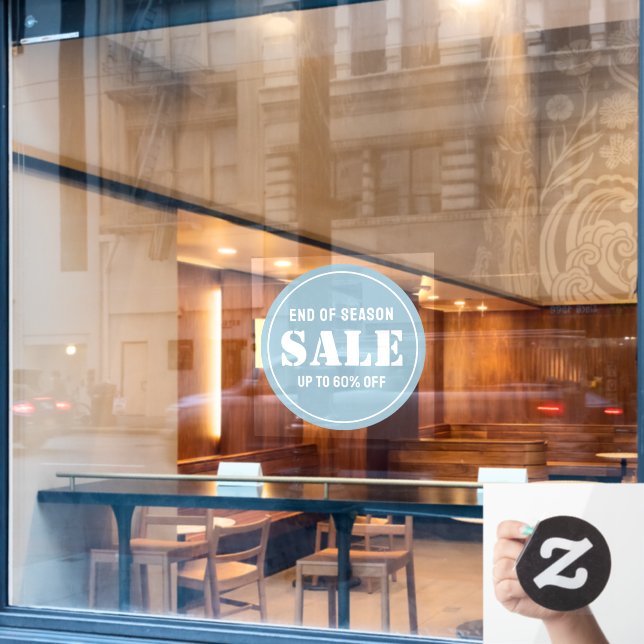 Custom Modern Blue Business Store Sale Window Cling (Cafe Window)