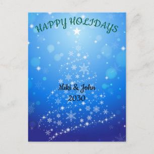 Custom Modern Blue Christmas Holiday Postcard 