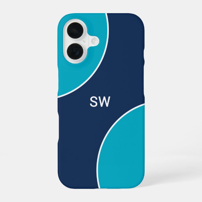 Custom Modern Blue Minimalist iPhone 16 Case (Back)