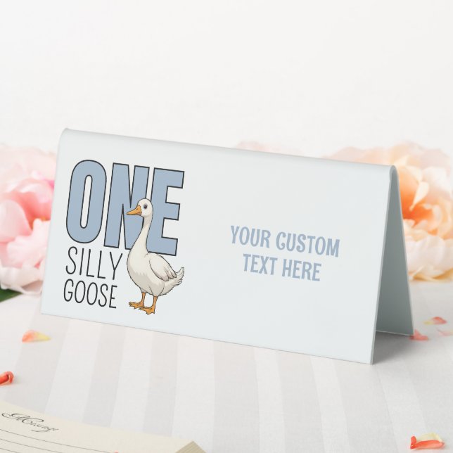 Custom Modern Blue One Silly Goose First Birthday (In SItu (Wedding))