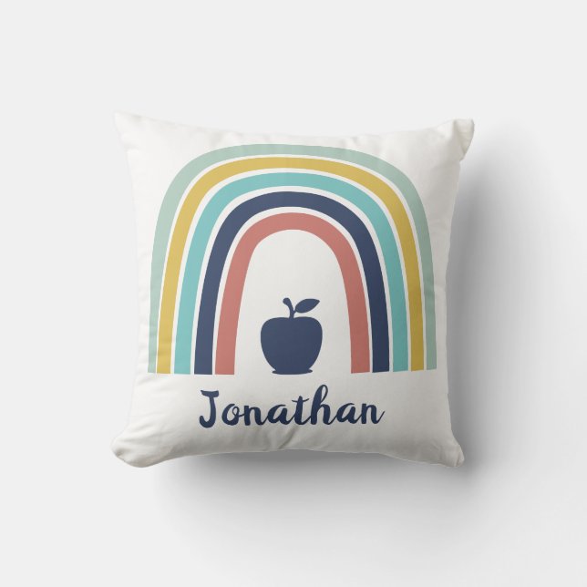Custom modern boho apple fruit rainbow cushion (Front)