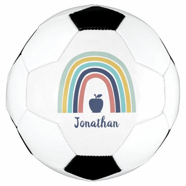 Custom modern boho apple fruit rainbow football (Front)