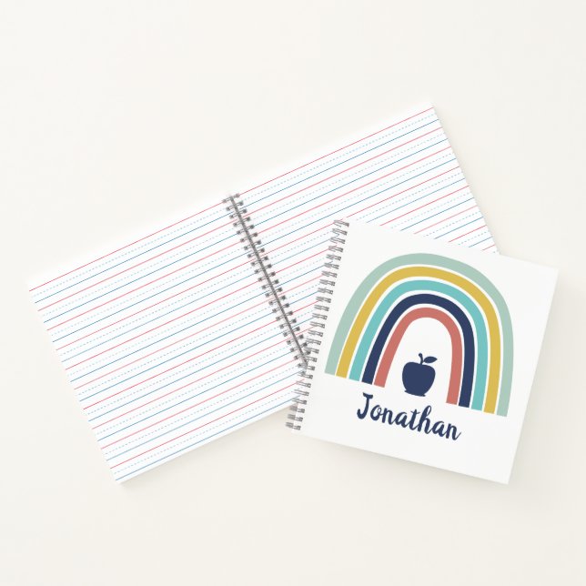 Custom modern boho apple fruit rainbow notebook (Inside)
