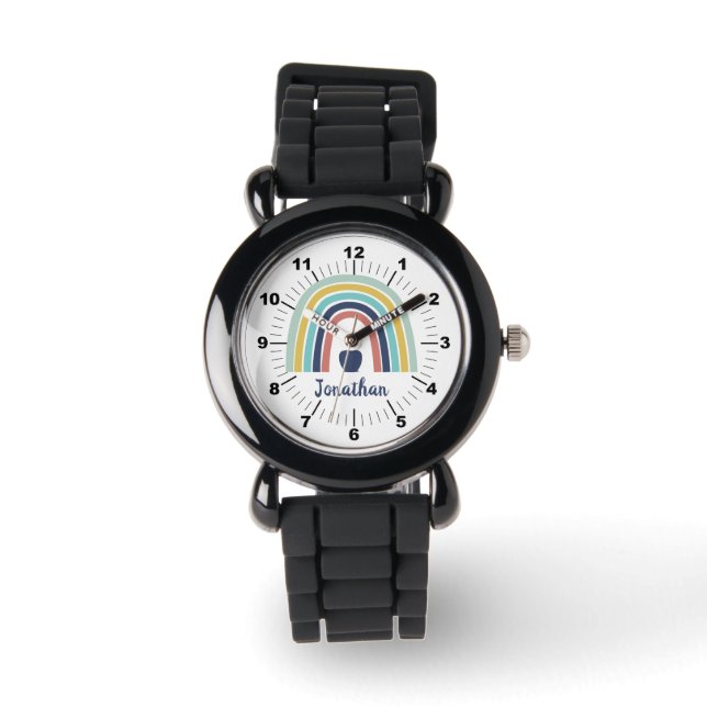 Custom modern boho apple fruit rainbow watch (Front)