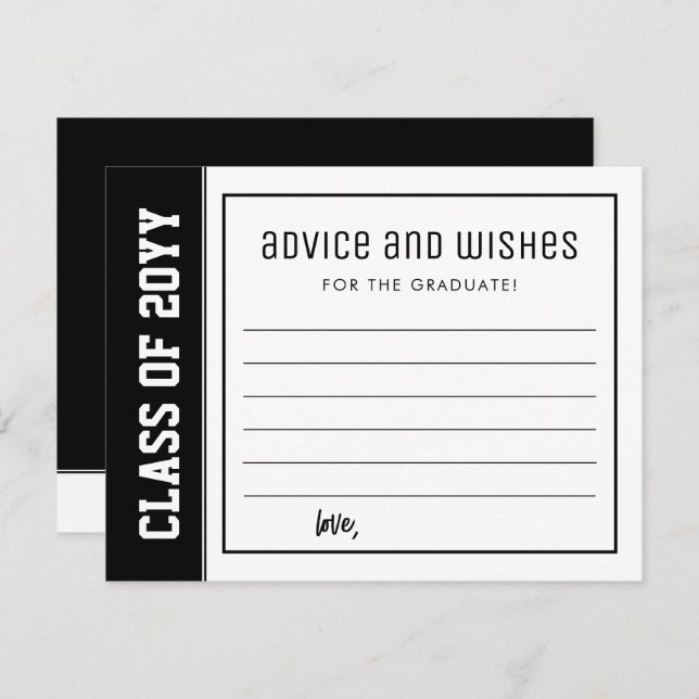 Custom Modern Bold Graduation Advice & Wishes Card (Front/Back)