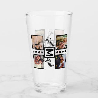 Custom Modern Bonus Dad Stepdad 4 Photo Collage Glass