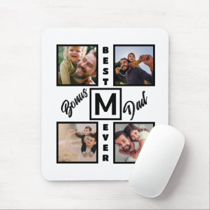 Custom Modern Bonus Dad Stepdad 4 Photo Collage Mouse Mat