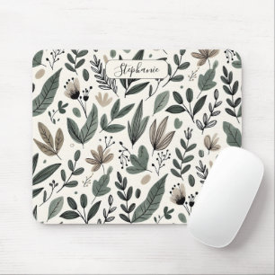 Custom Modern Botanical Office Pattern Mouse Mat