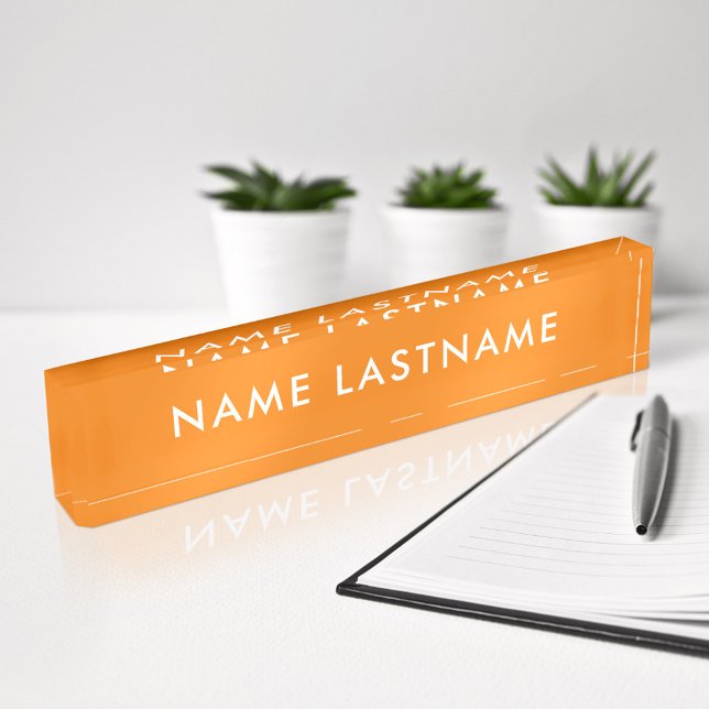 Custom Modern Bright Orange Simple Minimalist Nameplate (Creator Uploaded)