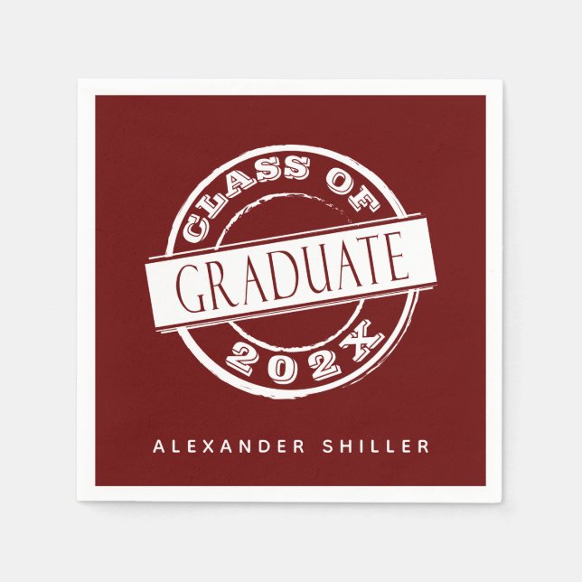 Custom Modern Burgundy Graduate Napkin (Front)