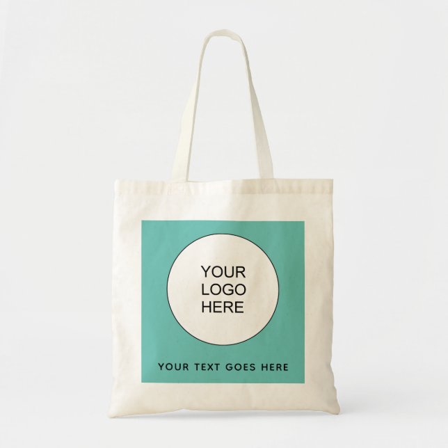 Custom Modern Business Company Logo Budget Teal Tote Bag (Front)