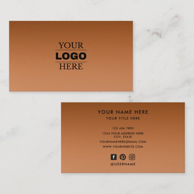 Custom Modern Business Logo Branded Card (Front/Back)