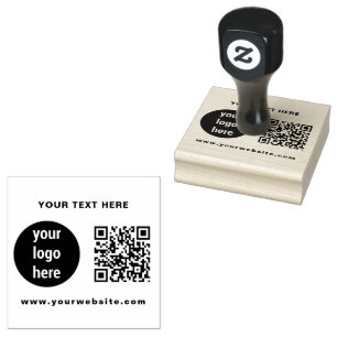 Custom Modern Business Logo, QR Code & Text Rubber Stamp