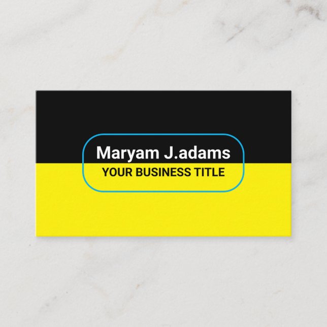 Custom Modern Business Name (qrCode) Black Yellow Card (Front)