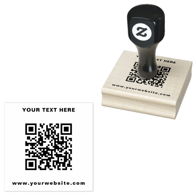 Custom Modern Business QR Code & Text Rubber Stamp (Stamped)