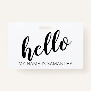 Custom Modern Calligraphy Hello Name Badge ID Badge