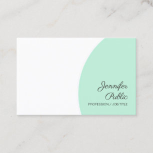 Custom Modern Calligraphy Template Mint Green Business Card