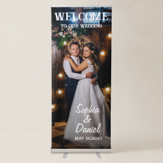 Custom Modern Calligraphy Wedding Welcome Photo Retractable Banner