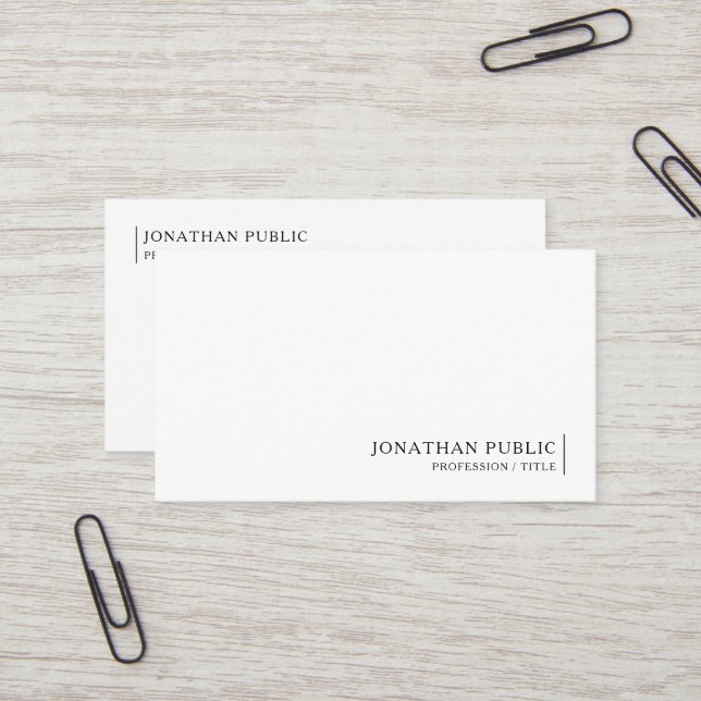 Custom Modern Chic Simple Template Professional Business Card (Front/Back In Situ)