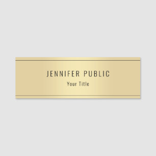 Custom Modern Chic Template Glamourous Gold Look Name Tag